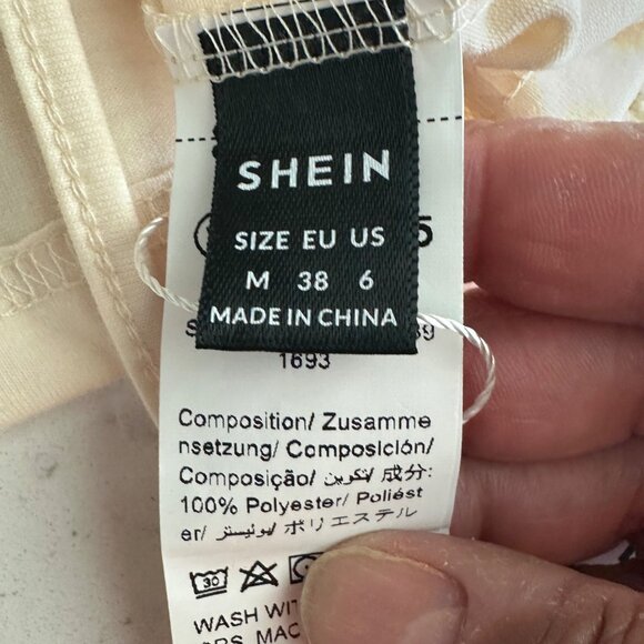 Shein Womens Beige Cropped V-Neck Bell Sleeve Knit Top M Polyester - Picture 3 of 8